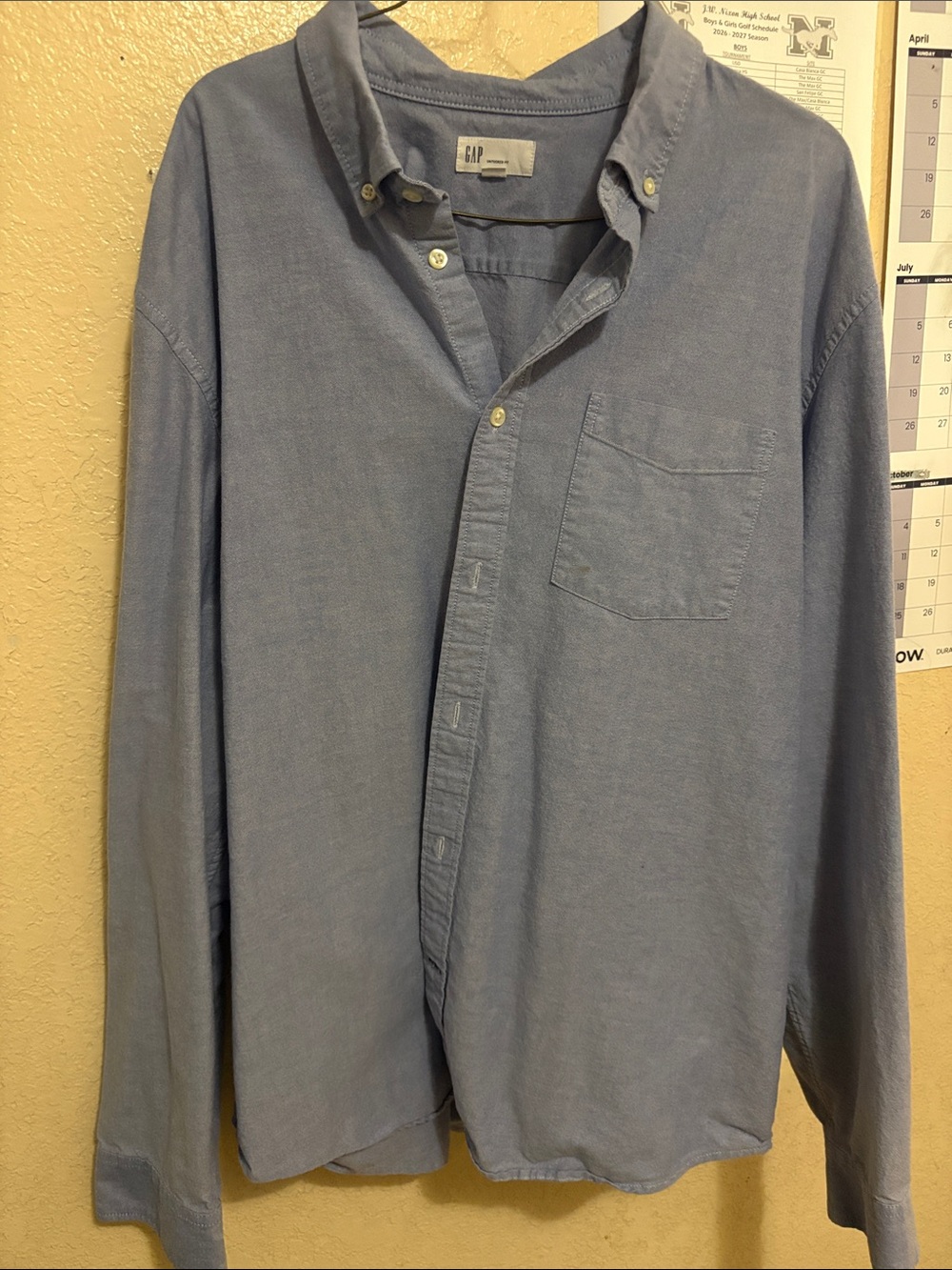 GAP Men's Soft Light Blue Button-Down Oxford Shirt